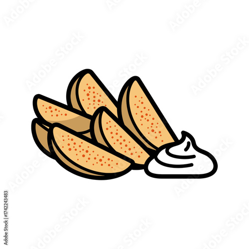 Delicious golden potato wedges with creamy dipping sauce a tasty snack 1.