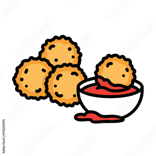 Crispy golden fried potato snacks with dipping sauce delicious appetizer.