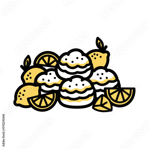 Fresh lemons and pastries a delightful combination of flavors and textures.