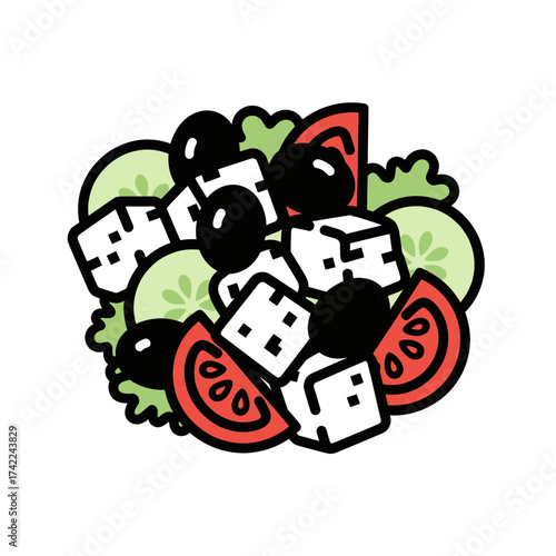 Delicious Greek Salad with Fresh Vegetables and Feta Cheese.