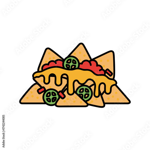 Delicious nachos with cheese salsa and jalapenos a tasty snack.