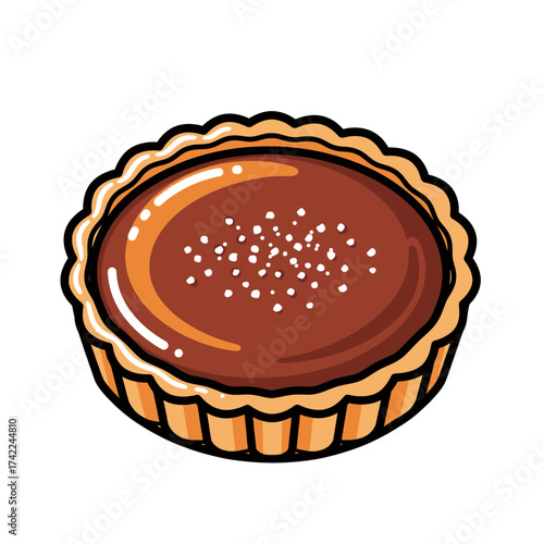 Delicious chocolate tart with a flaky crust and sprinkled with sugar crystals.