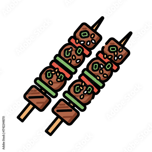 Delicious grilled skewers with meat and vegetables perfect for a barbecue.