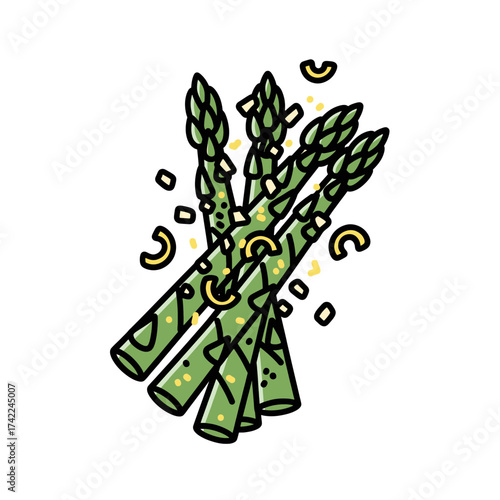 green asparagus bunch, cartoon style, isolated clip art preview