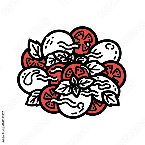 Fresh Caprese Salad with Tomatoes Mozzarella and Basil.