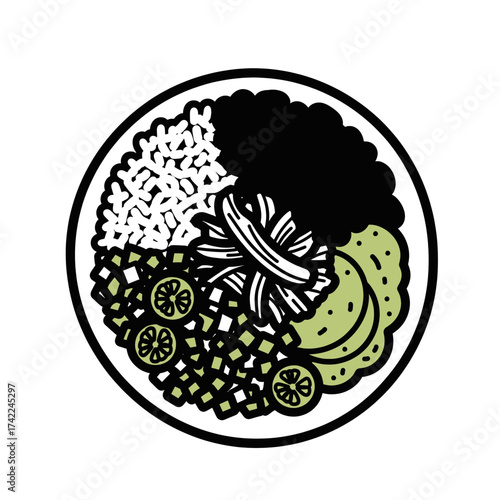 Delicious and healthy food bowl with various ingredients.