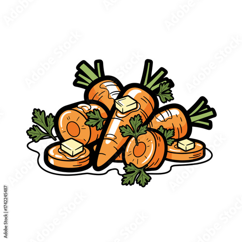 Carrots with butter and parsley a delicious and healthy meal.