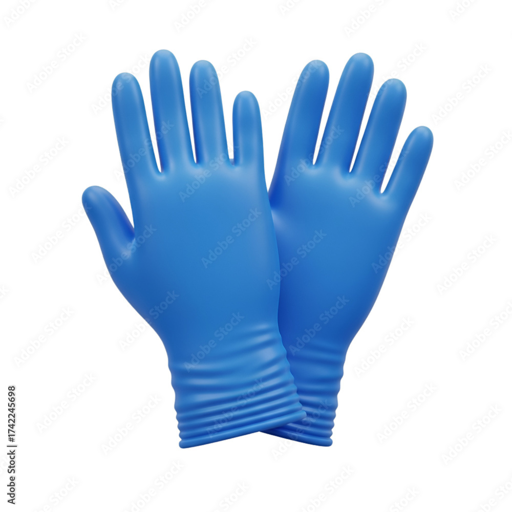 Obraz premium Pair of blue nitrile gloves isolated on transparent background, offering hand protection