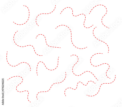 Hand drawn curve dotted line . dashed hand drawn squiggle loopy line set . vector icon .