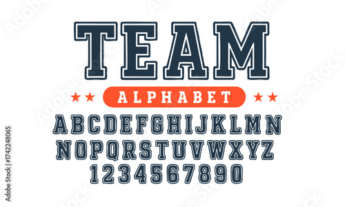 Team Sports Alphabet Editable Vector illustration Typography, easily editable.  