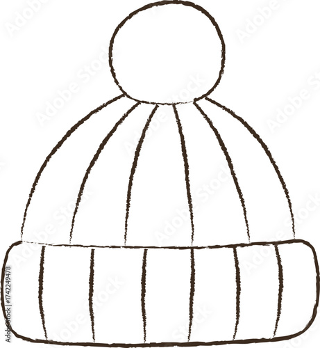 line vector illustration of a cap. hand drawn autumn cap. cozy fall accessory.