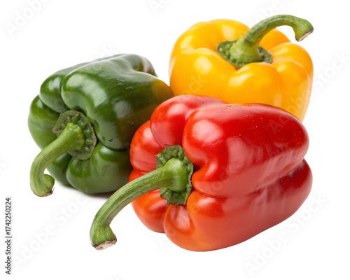 red yellow and green peppers isolated Transperency, Cutout 