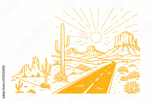 Desert Road Horizon in Black and White