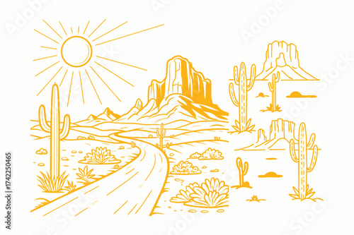 Desert Road Horizon in Black and White