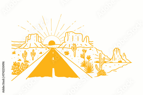 Desert Road Horizon in Black and White