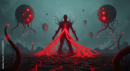 Ethereal Entity and Alien Orbs (AI Generated)