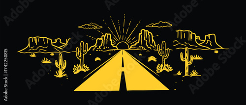 Desert Road Horizon in Black and White