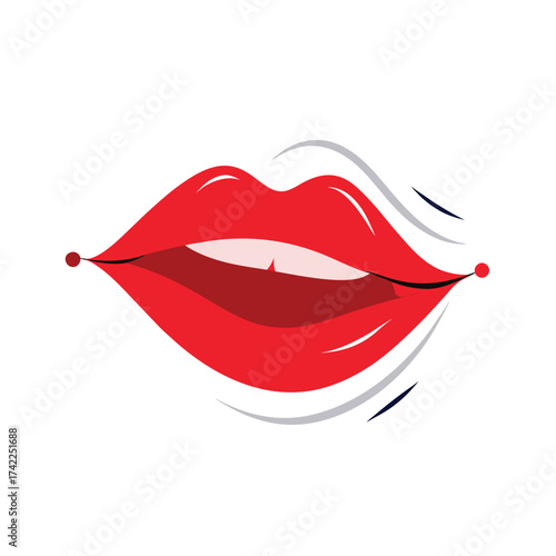 Wallpaper Mural red lips with talking vector illustration Torontodigital.ca
