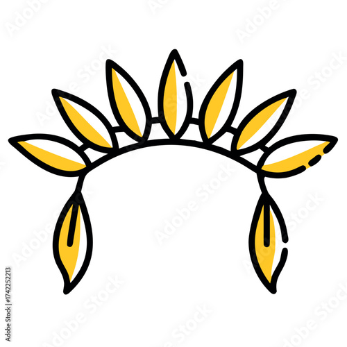 Golden Leaf Tiara Headdress Festive Headband Celebration Fashion Accessory Bohemian Head Piece Tribal Style Hair Adornment