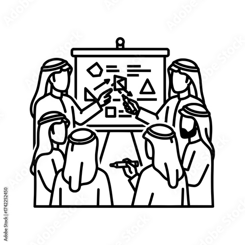 Arabian Business Meeting Presentation and Collaboration in a Professional Setting.