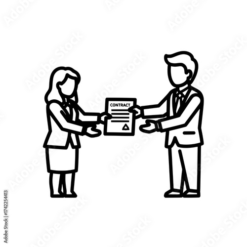 Business people signing a contract agreement in a formal setting.