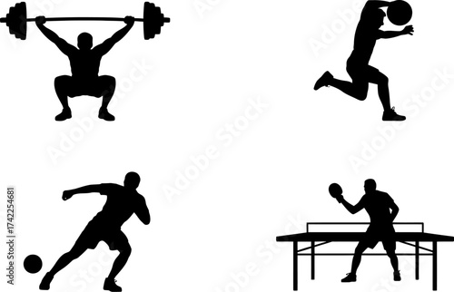 Dynamic silhouettes of athletes engaged in various sports, showcasing strength and agility.