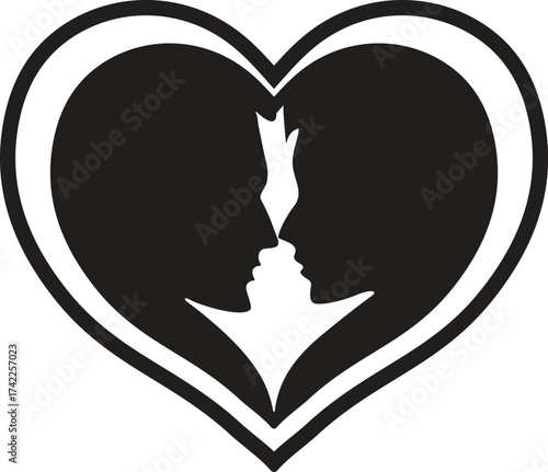 Heart Silhouette with Profiles of Two People