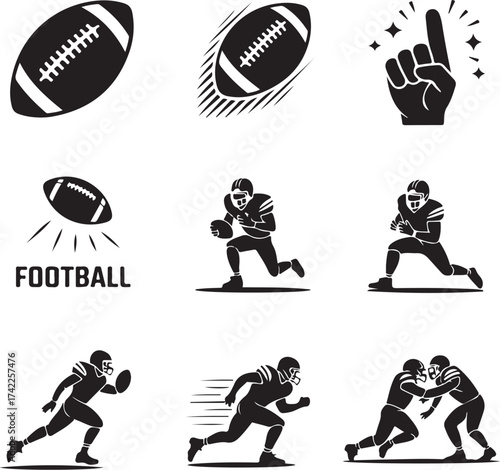 Dynamic football icons capture game action and spirit