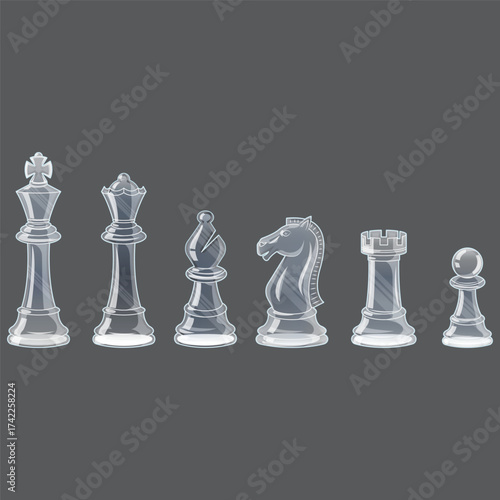 Glass Chess Pieces Vector Collection