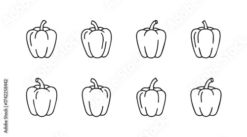 Collection of hand drawn bell peppers offering fresh healthy food ingredients and cooking inspiration vector