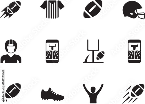 American Football icons for sports design and apps