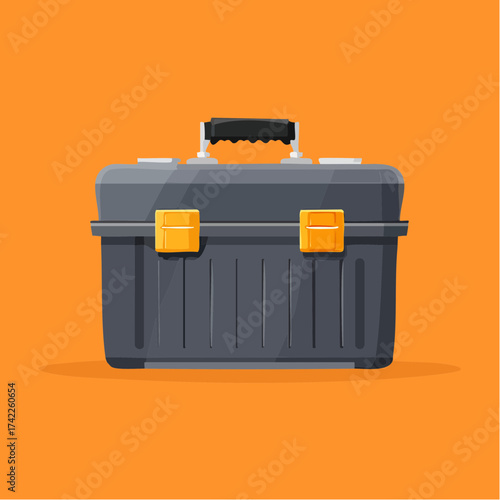 A sturdy toolbox against a vibrant backdrop, meticulously illustrated in a captivating manner.