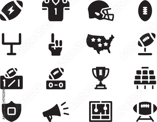 American football game icons for sports fans