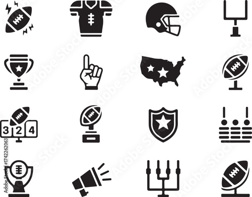 American football icons celebrate victory, competition, and sport.