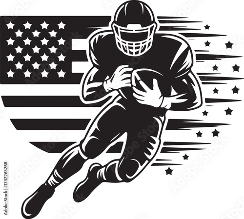 Dynamic American football player action graphic