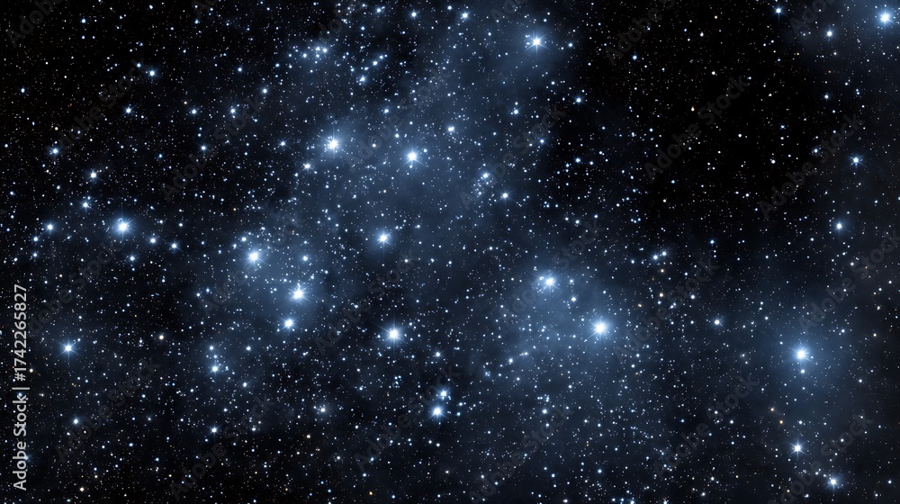 Fototapeta premium A mesmerizing view of the pleiades star cluster shining brightly in space