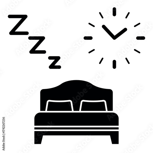 Sleep and circadian health concept with bed clock and Z icons symbolizing rest recovery and night time routine promoting healthy sleep rhythm relaxation and balance for wellness body energy