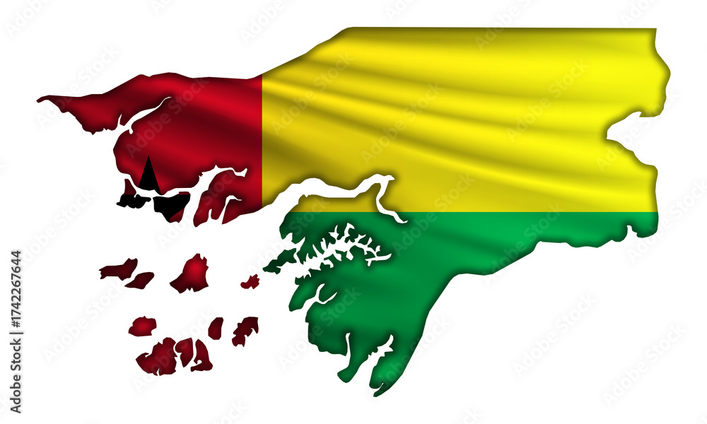 Fototapeta premium Flag Guinea-Bissau in the form of a map