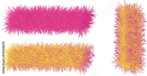 Colorful Abstract Furry Shapes - Rectangular and Vertical Fluffy Graphic Elements for Backgrounds and Creative Projects
