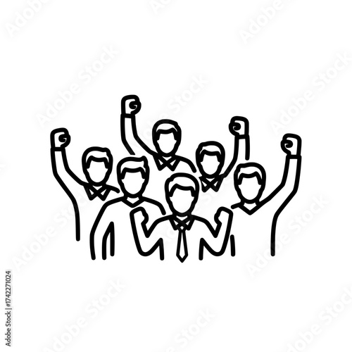 Group of people with raised fists demonstrating solidarity and unity in protest.