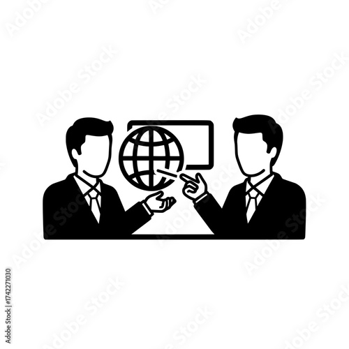 Business people discussing global business strategy and international trade.