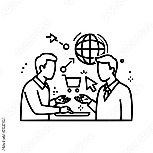 Online business meeting discussing global ecommerce and digital marketing strategies.