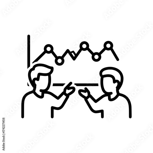 Business meeting discussing financial data analysis and market trends 1.