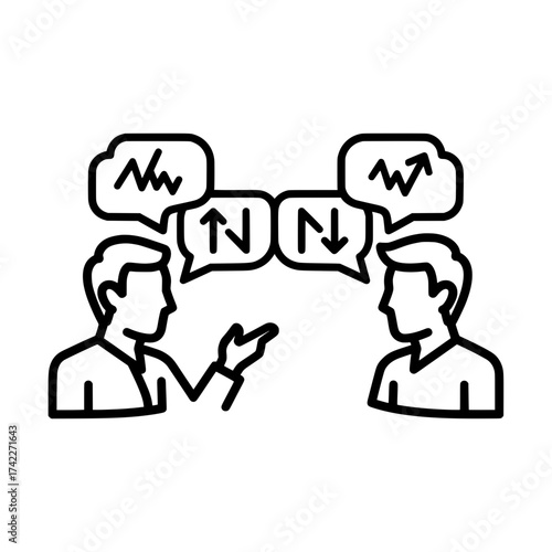 Communication and exchange of ideas between two individuals conversation.