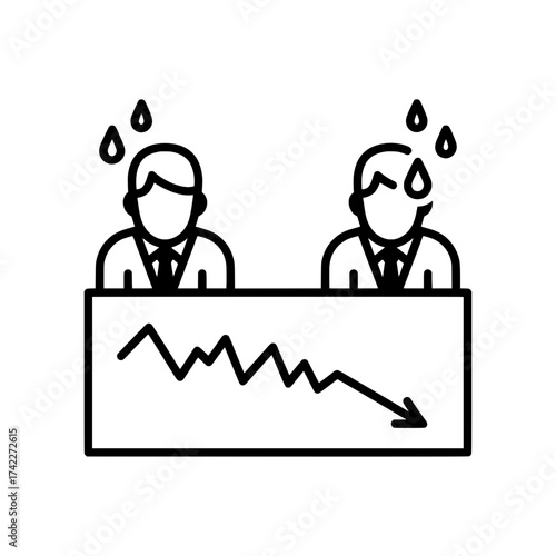 Business people with a declining financial graph economic crisis.