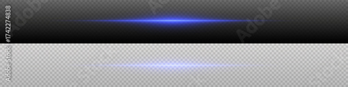 Bright horizontal beam of light on black background. Glowing laser effect creating futuristic and sci-fi aesthetics.
Suitable for technology, energy, speed and digital design themes.