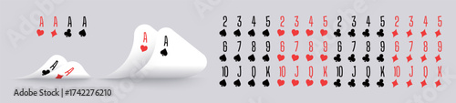 Vector illustration of playing cards with bent corners showing rank and suit. Protection your hand. Edges folded down to peek cards. Two aces. For casino, gambling, and entertainment designs.
