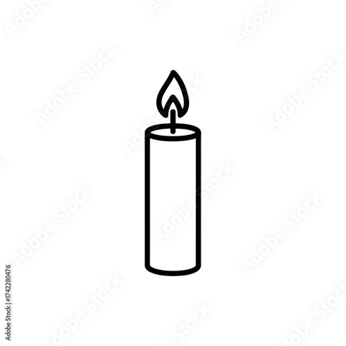Simple line art candle icon for declarative design scalable vector eps isolated on white background