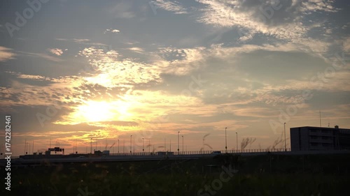 町の夕焼け