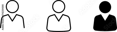 User profile avatar icon set, profile symbol in solid and outline styles, different flat person icon vector. People group icon set